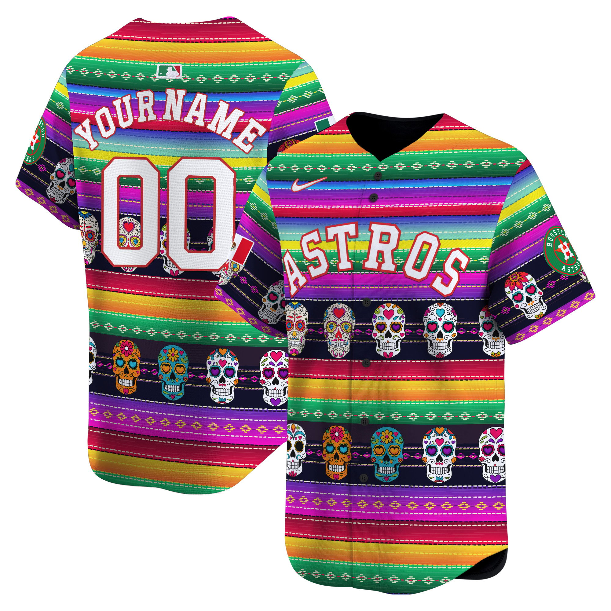 Astros Mexican Serape Sugar Skull Vapor Premier Limited Custom Jersey – Printed