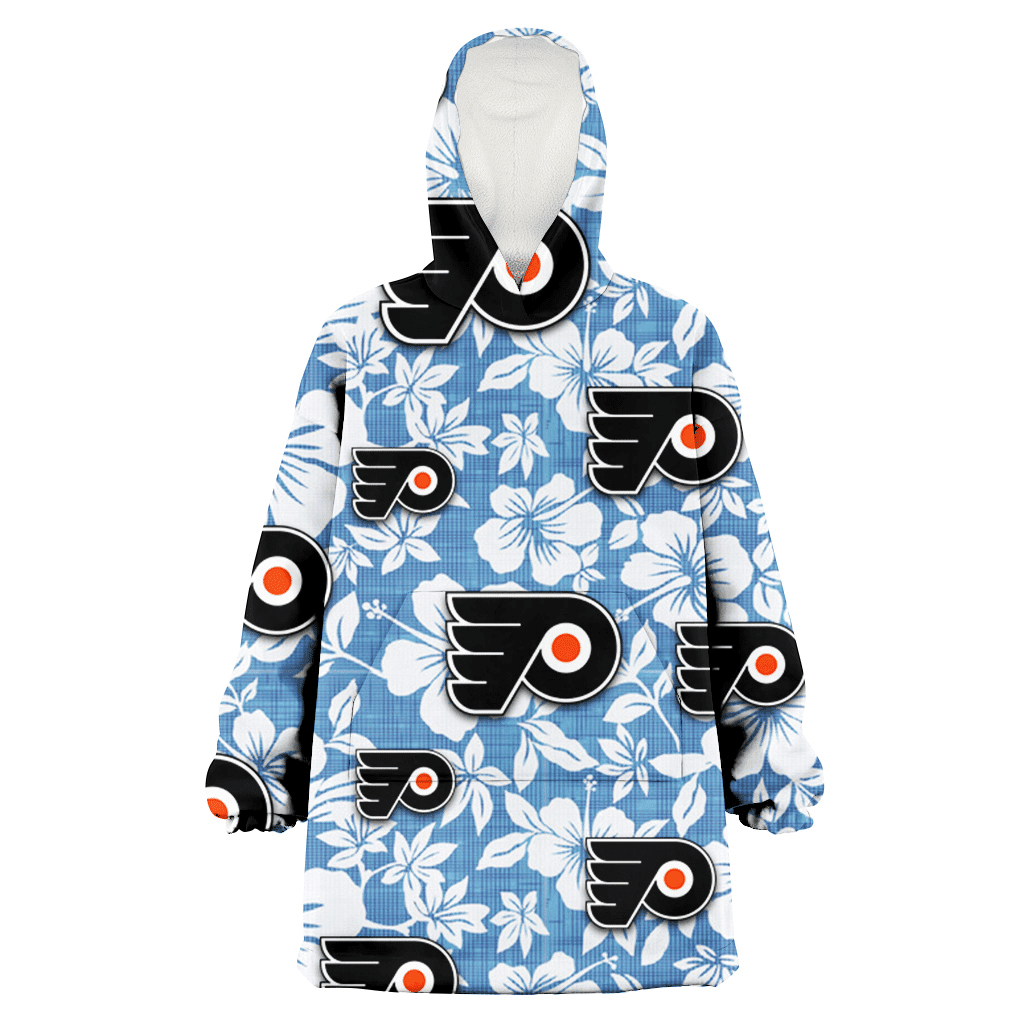 Philadelphia Flyers White Hibiscus Light Blue Texture Background 3D Printed Hoodie Blanket Snug Hoodie