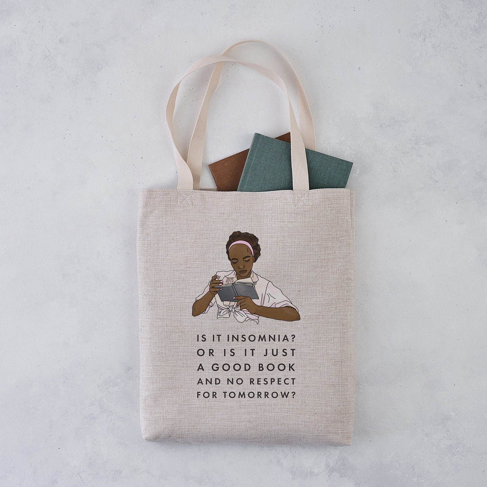 Literary Tote Bag – “Is It Insomnia? Or Is It Just a Good Book…” – Funny Tote Bag – Book Lover Gift  – Tote Bag Canvas – Reader Gift