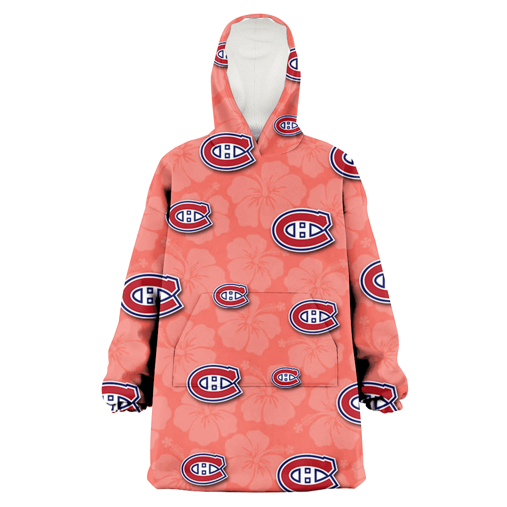 Montreal Canadiens Peach Puff Hibiscus Tomato Orange Background 3D Printed Hoodie Blanket Snug Hoodie