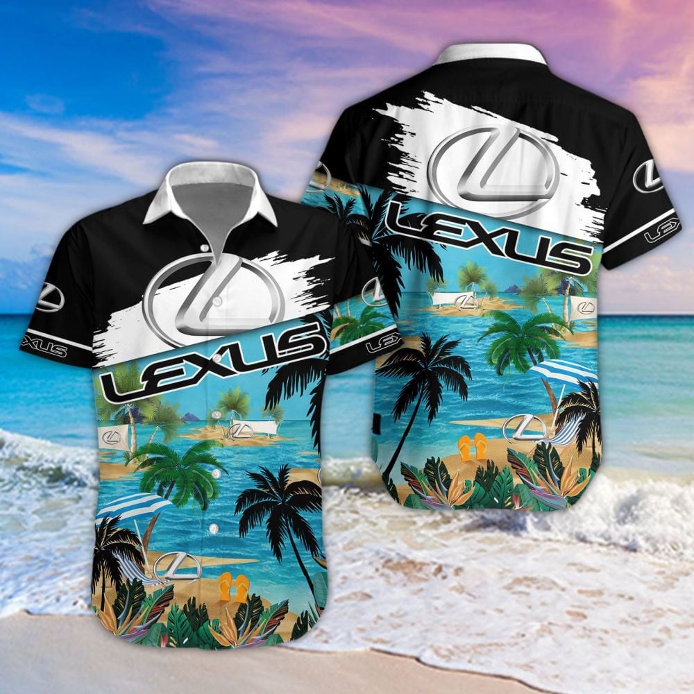 Lexus Car Beach Coastal Island Brand Logo 3D Hawaiian Shirt