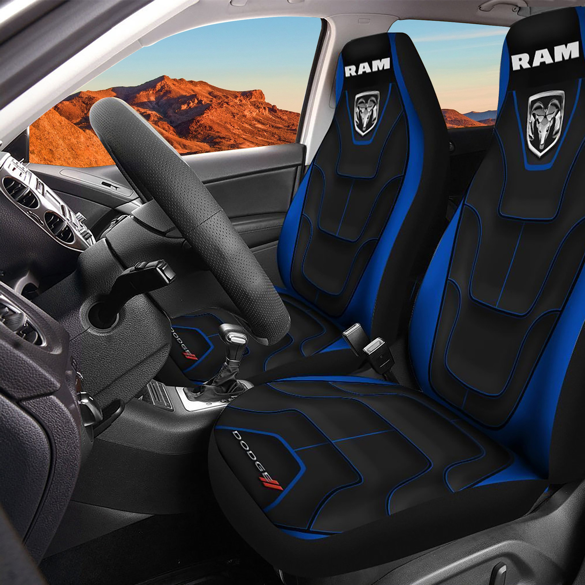 Dodge Ram Logo Car Seat Cover Set CSC4347