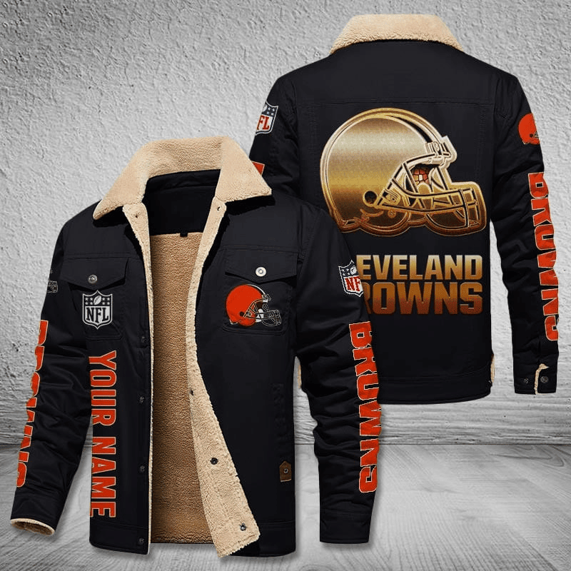 Cleveland Browns NFL Style Custom Name Stand Collar Jacket