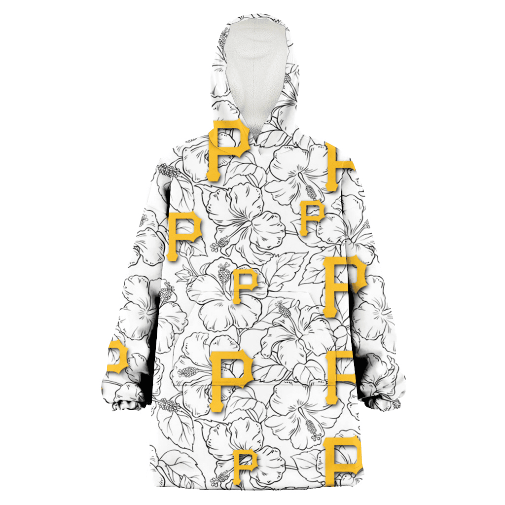 Pittsburgh Pirates White Sketch Hibiscus Pattern White Background 3D Printed Hoodie Blanket Snug Hoodie