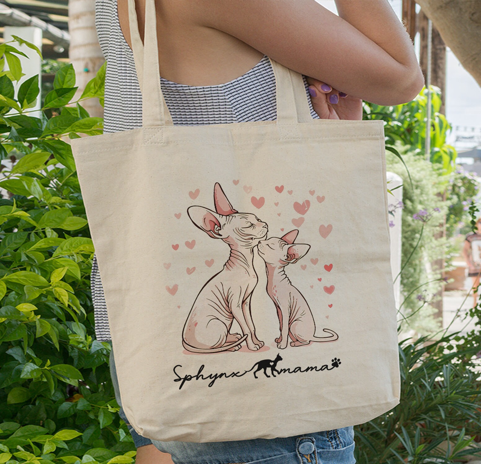 Cute Sphynx Cat Tote Bag, Cat Mom Essentials Tote Bag, Sphynx Cat Mom Tote Bag, Sphynx Mama Tote Bag For Cat Lover Gift For Cat Person Gifts