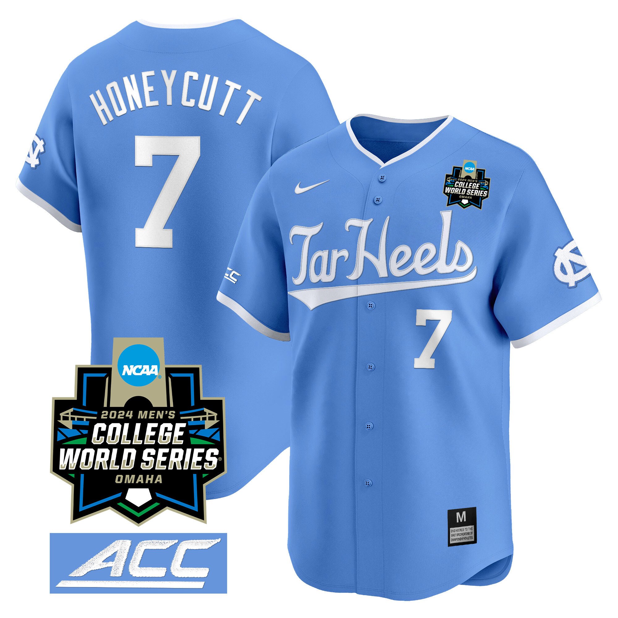 Youth’S North Carolina Tar Heels 2024 College World Series Vapor Premier Limited Jersey – All Stitched