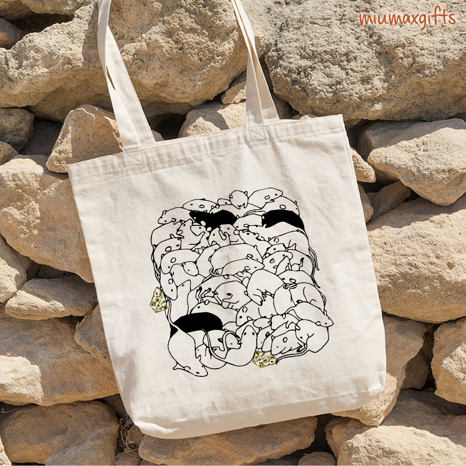 Stack Of Rats Line Art Tote Bag, Rat Bag, Cute Rat Tote Bag, Gift For Rat Lovers, Basic Tote Bag, Gift For Friends, Tote Bag For Rat Lovers