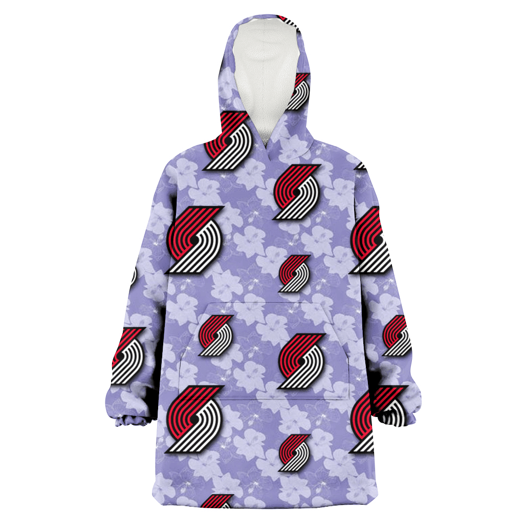 Portland Trail Blazers Light Purple Hibiscus Pattern Stripe Powder Purple 3D Printed Hoodie Blanket Snug Hoodie