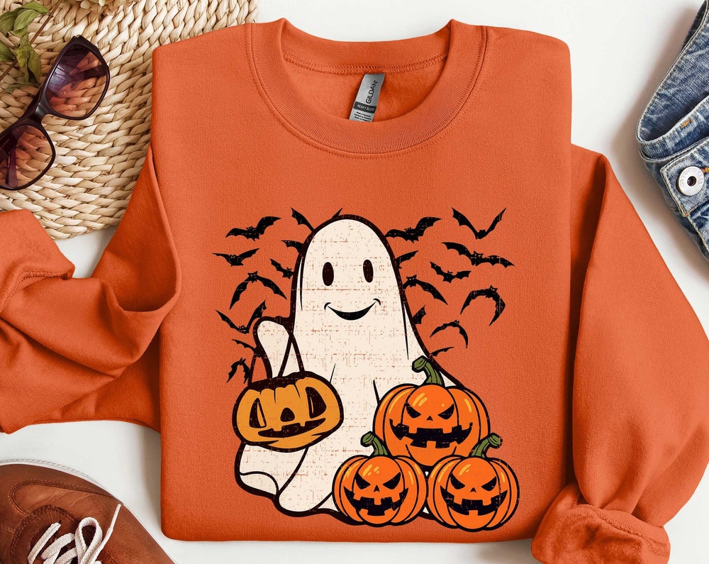 Ghost Halloween Sweatshirt, Womens Halloween Shirt, Halloween Party Shirt, Fall Sweatshirt, Halloween Gift, Halloween Costume - Kittyband Fashion