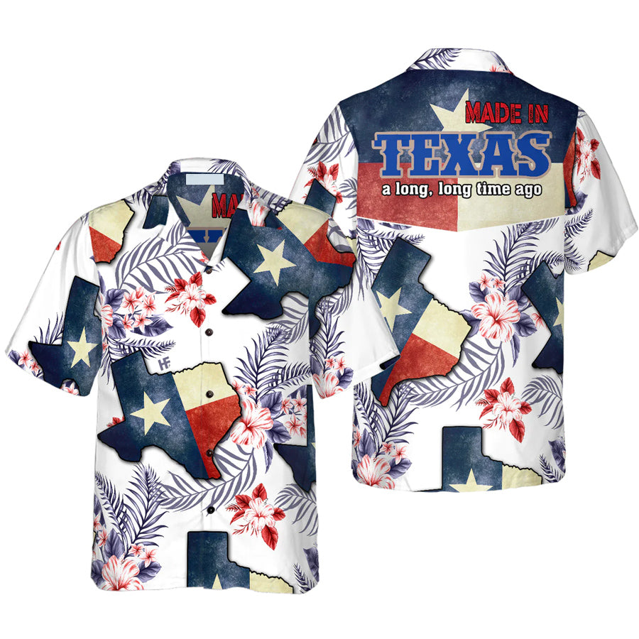 Floral Texas Hawaiian Shirt For Men, Made In A Long Time Ago Texas State Shirt, Proud Texas Flag Shirt For Men