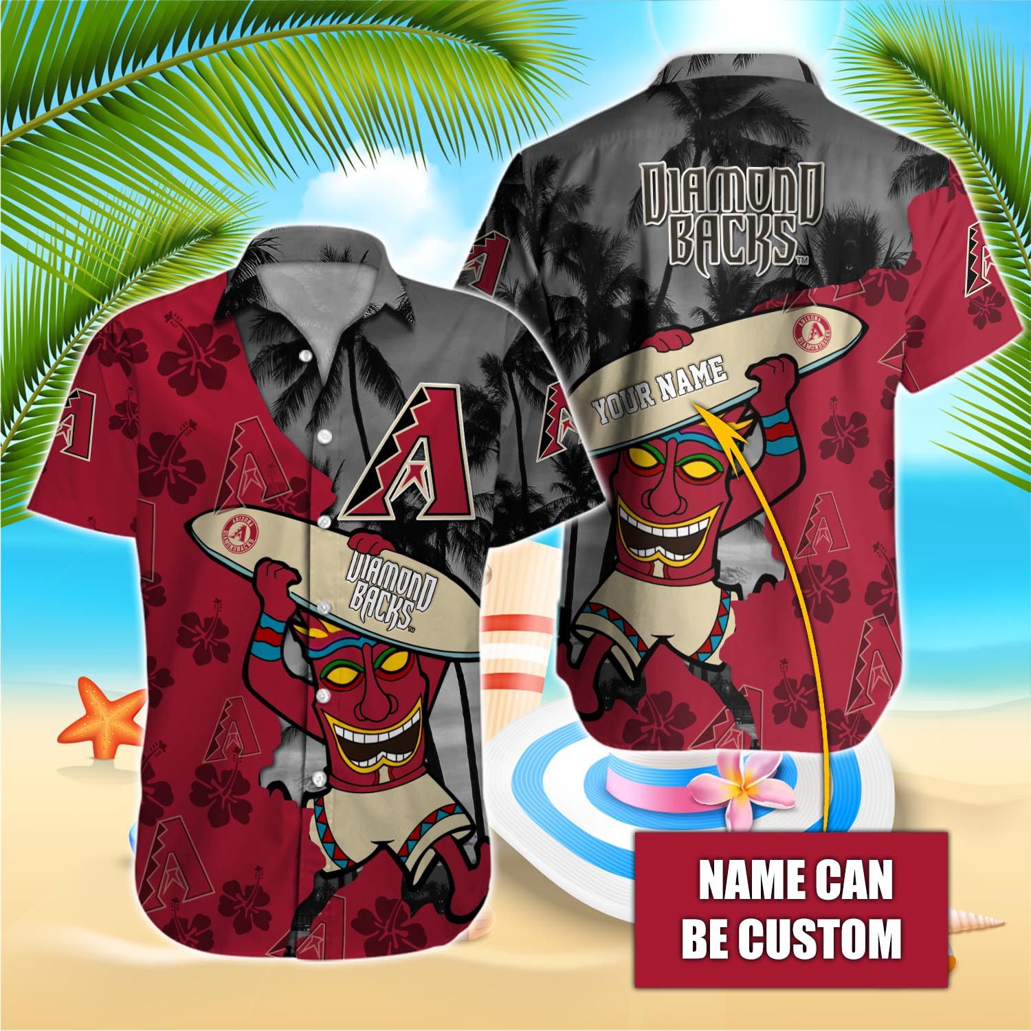 Arizona Diamondbacks Custom Name Printed Aloha Shirt