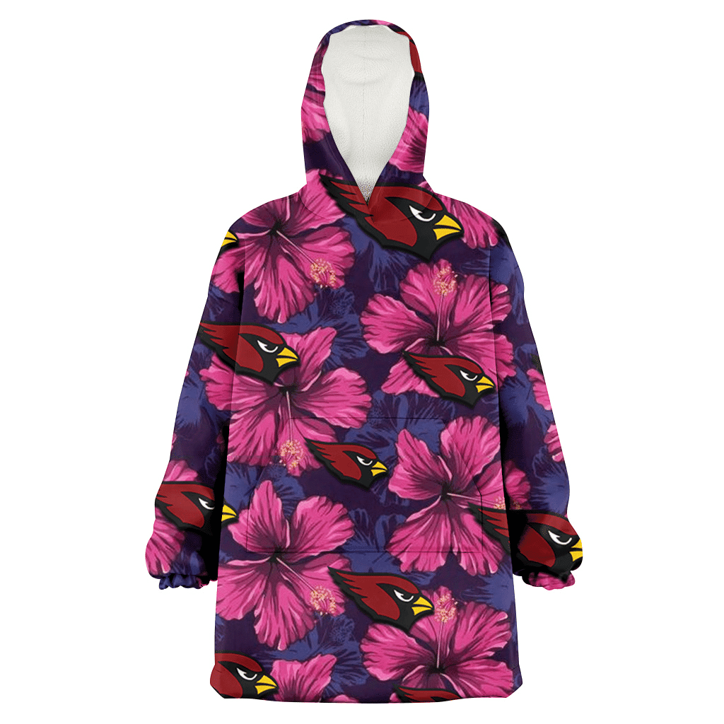 Arizona Cardinals Plum Vilolet Hibiscus Dark Navy Leaf Black 3D Printed Hoodie Blanket Snug Hoodie