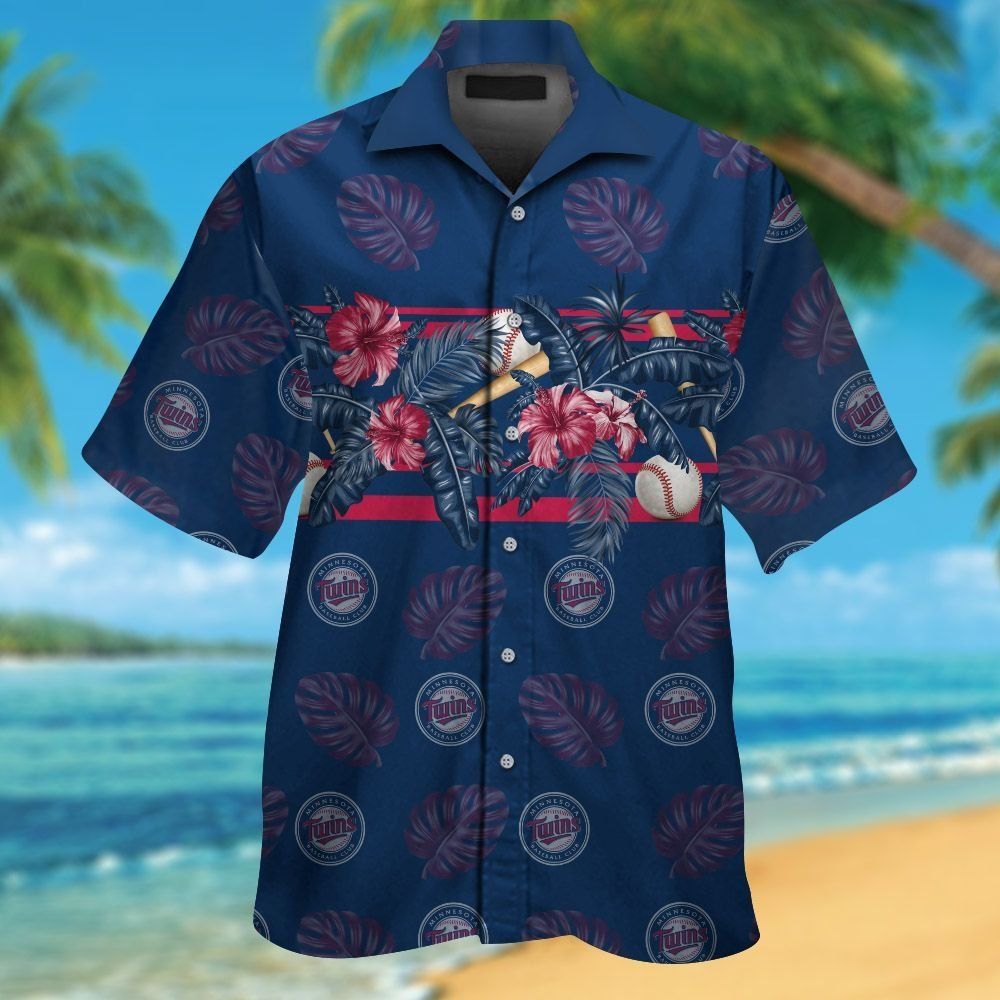 Minnesota Twins Short Sleeve Button Up Tropical Hawaiian Shirt Ver03