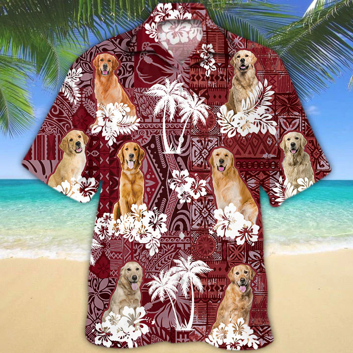 Golden Retriever Hawaiian Shirt, Gift For Dog Lover Shirts, Men’S Hawaiian Shirt