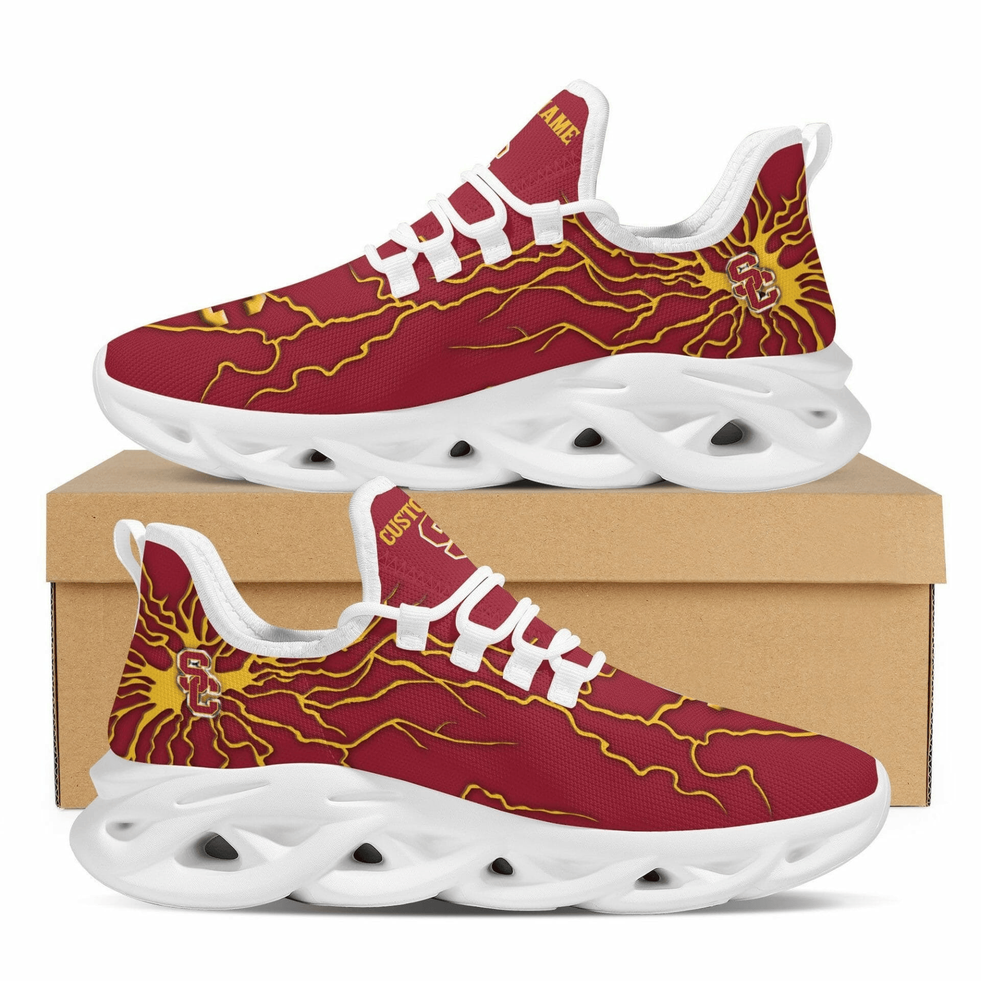 USC Trojans Custom Name Cardinal Max Soul Shoes 681