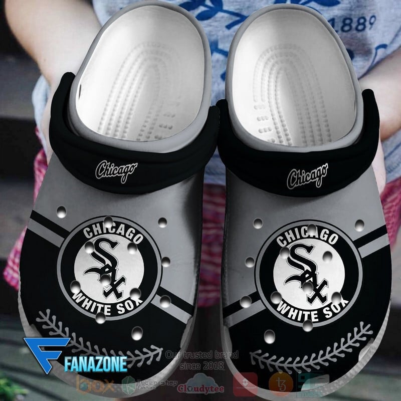 Chicago White Sox Logo Baseball MLB Gray Black Crocss Classic Clogs Shoes Ver355