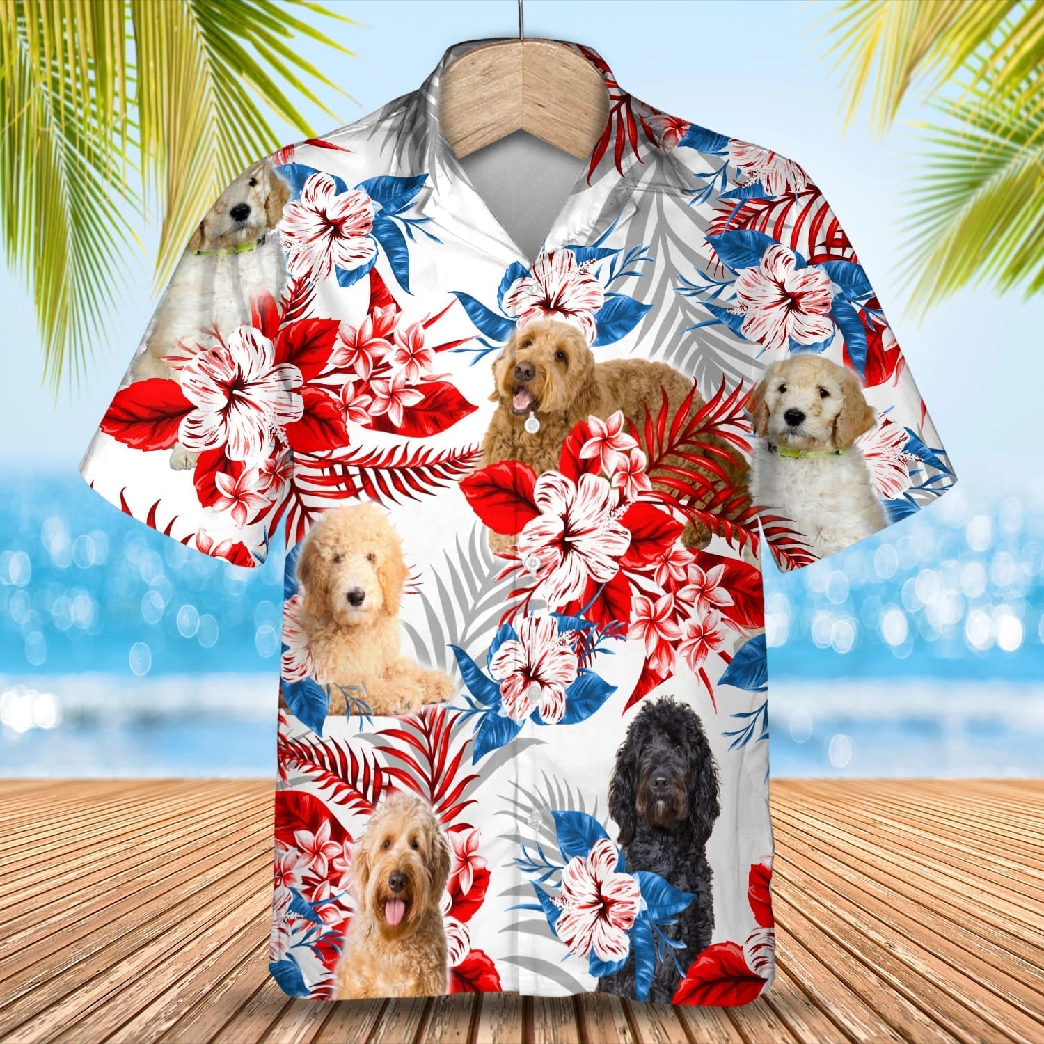 Goldendoodle American Flag Hawaiian Shirt, Summer Aloha Shirt, Men Hawaiian Shirt, Gift For Summer