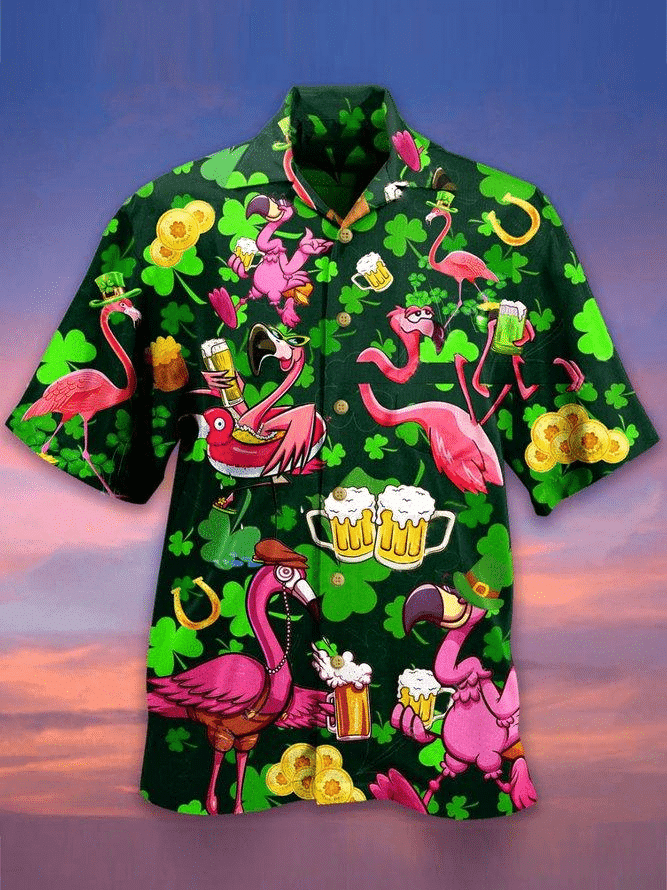 Flamingo And Beer Patrick’S Day Hawaiian Shirts Aloha