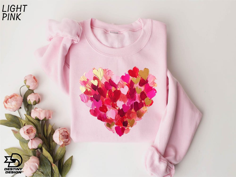 Valentine Day Heart Sweatshirt, Brushstroke Heart Sweater, Cute Heart Shirt, Love Sweatshirt, Valentine'S Day Shirt, Girls Valentine Shirt X Teeshirtsummer Fashion Prowallart