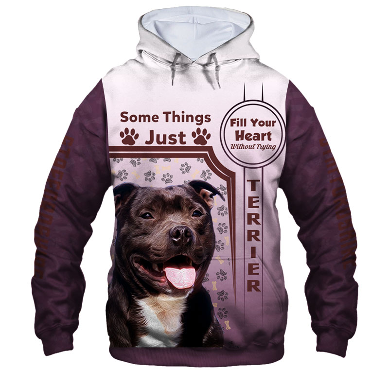 Staffordshire Bull Terrier All Over Print T Shirts, Hoodie, Some Things Just Fill Your Heart Without Trying