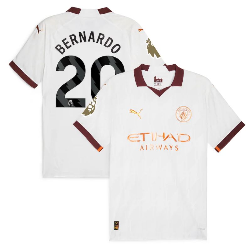 Bernardo Silva Manchester City Shirt 2023/24 Away Jersey – White