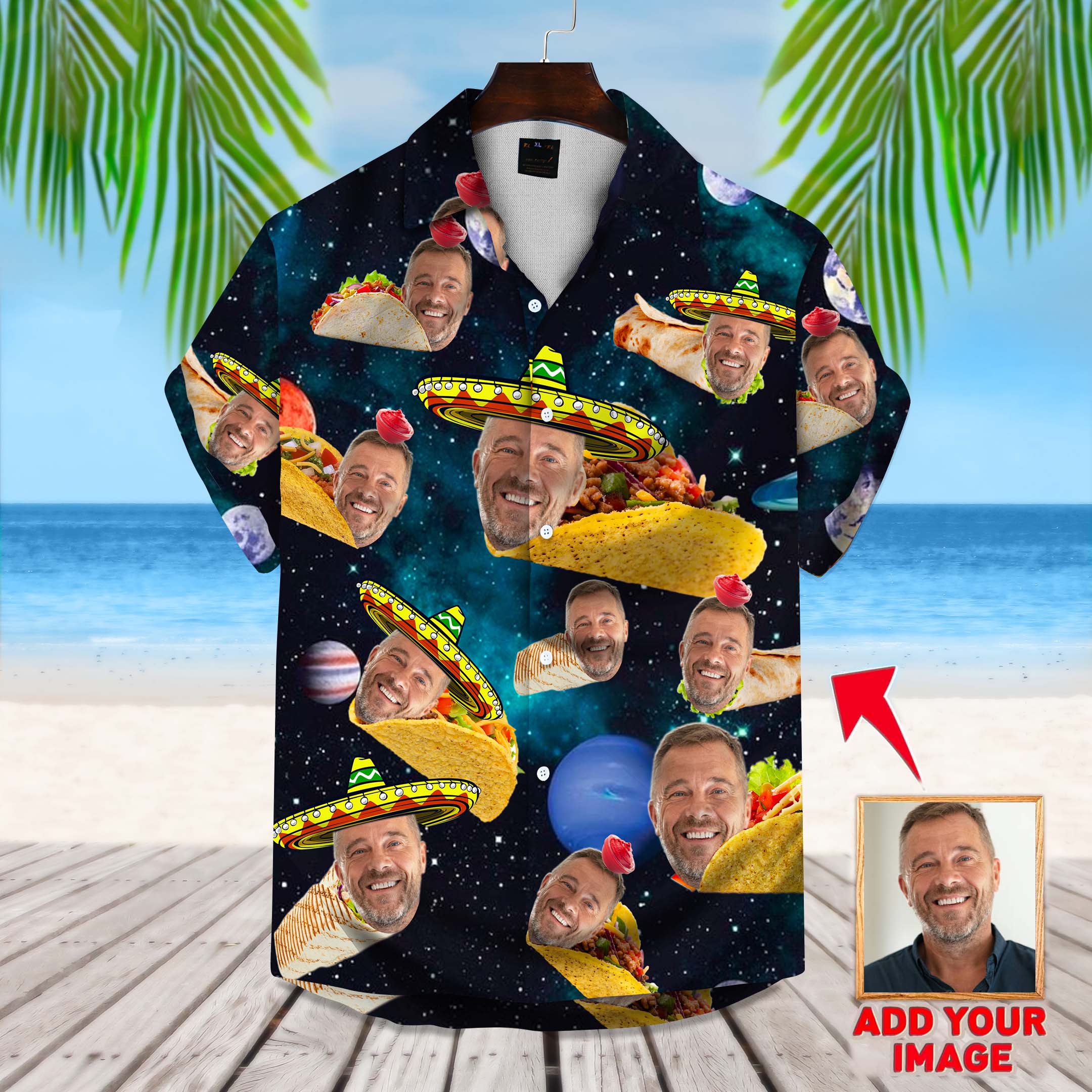 Custom Faces Hawaiian Shirt With Tacos, Personalized Hawaiian Shirt For Men, Custom Photo Hawaiian Shirt