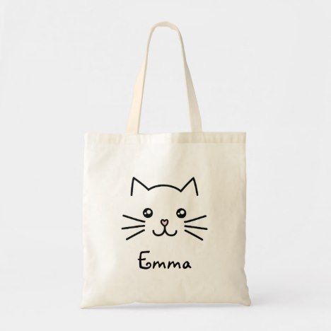 Cute Kawaii Kitten Cat Face With Pink Heart Nose Tote Bag, Best Tote Bags Ideas, Cute Tote Bags Ideas, Tote Bag Design Ideas, Girls Tote Bag, Best Canvas Tote Bags Ideas