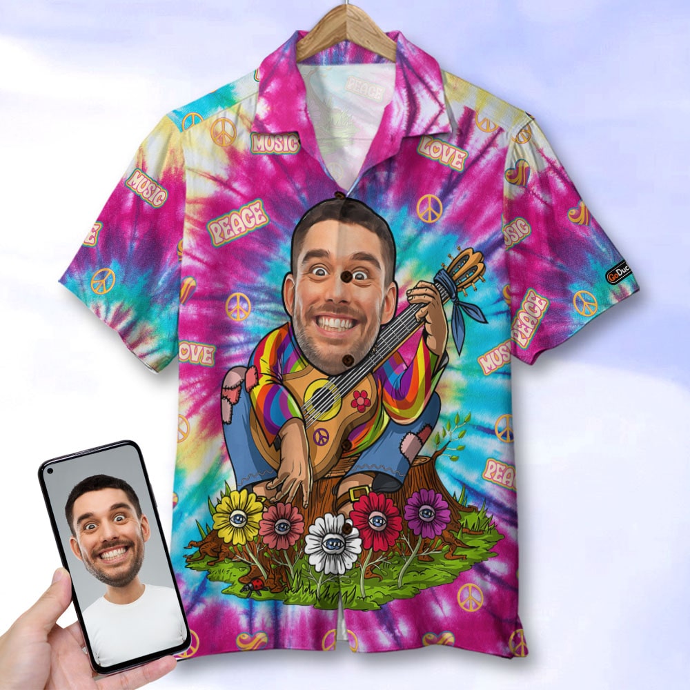 Man With Magic Background – Custom Photo Hawaiian Shirt, Aloha Shirt, Hawaiian Shirt For Men