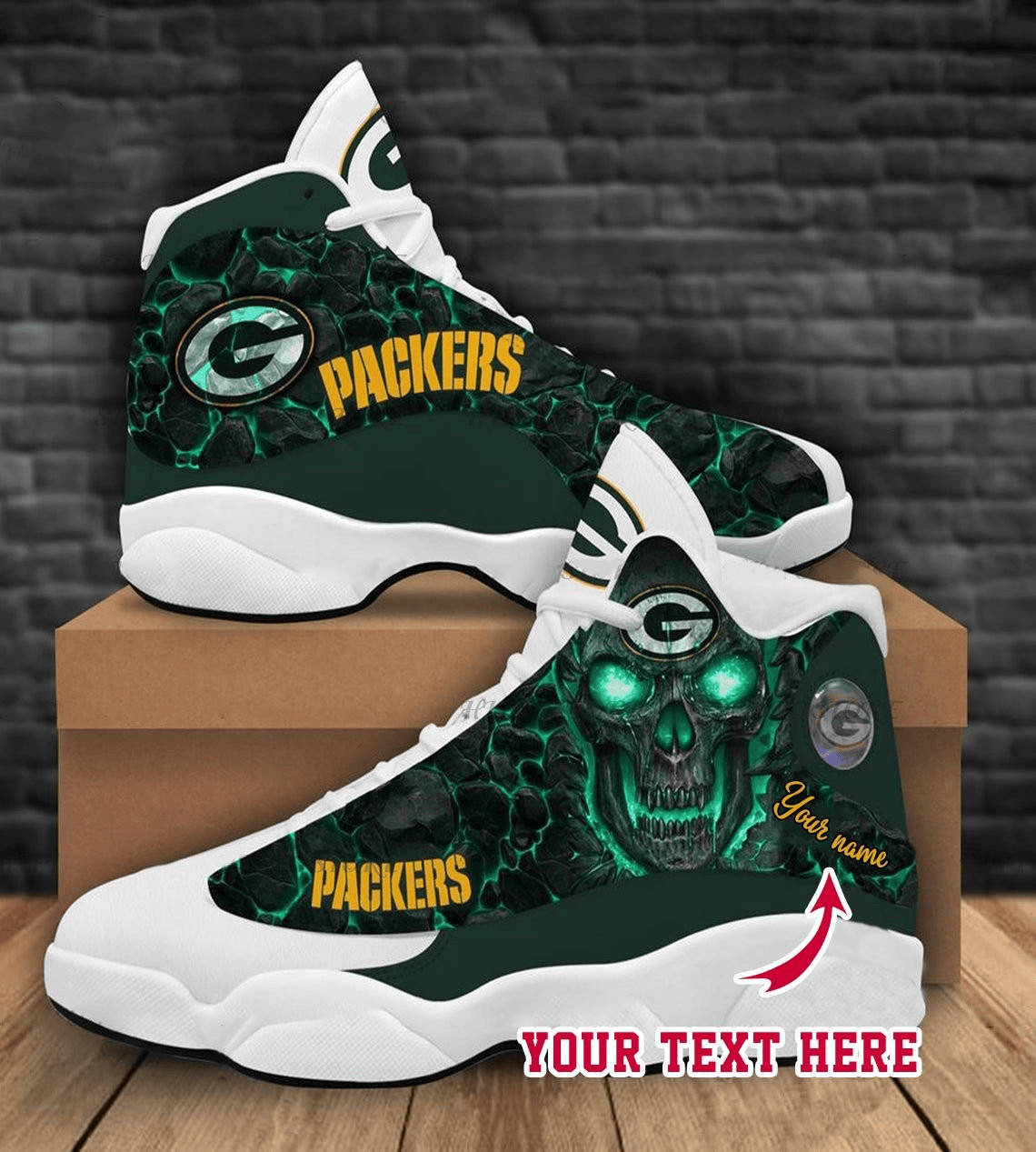 Green Bay Packers Gbp Football Retro Custom Air Jordan 13 Shoes Personalize Name Sport Sneakers ciWs JD13 V1796