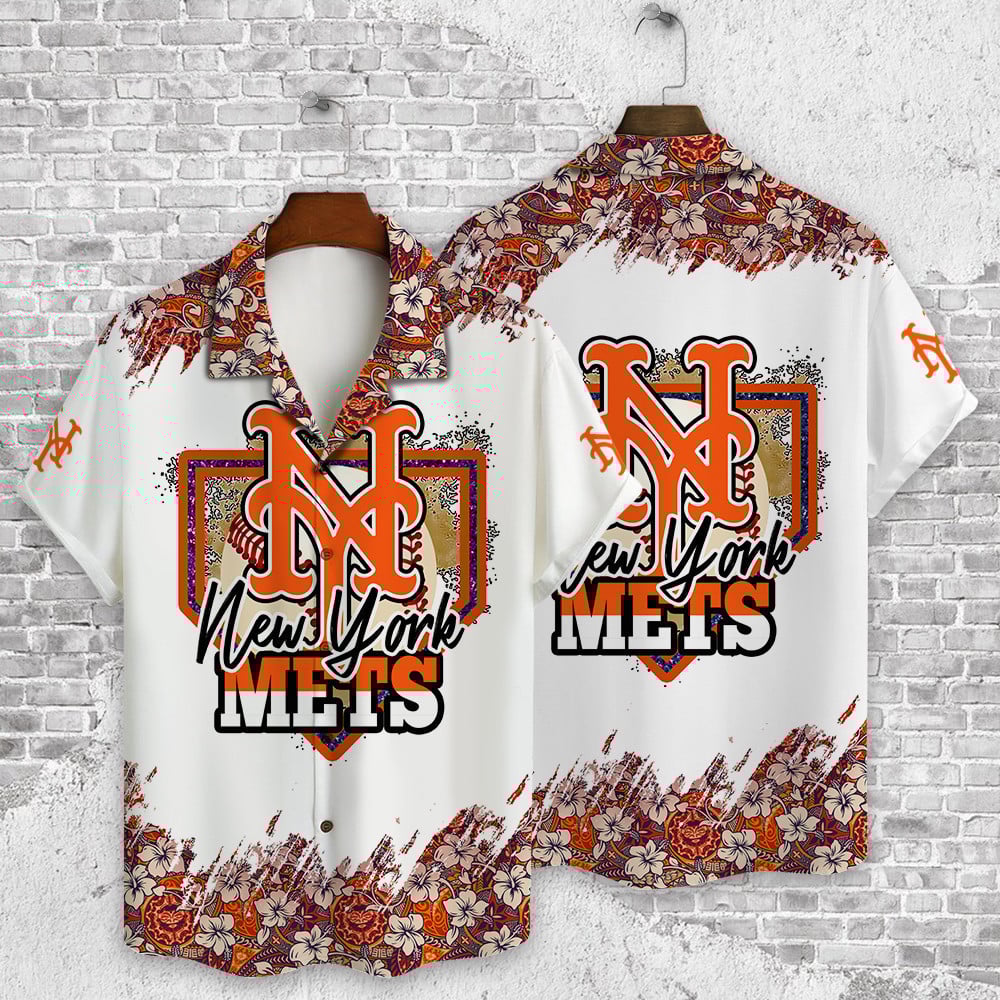 New York Mets Baseball Pattern Vintage Hawaiian Shirt