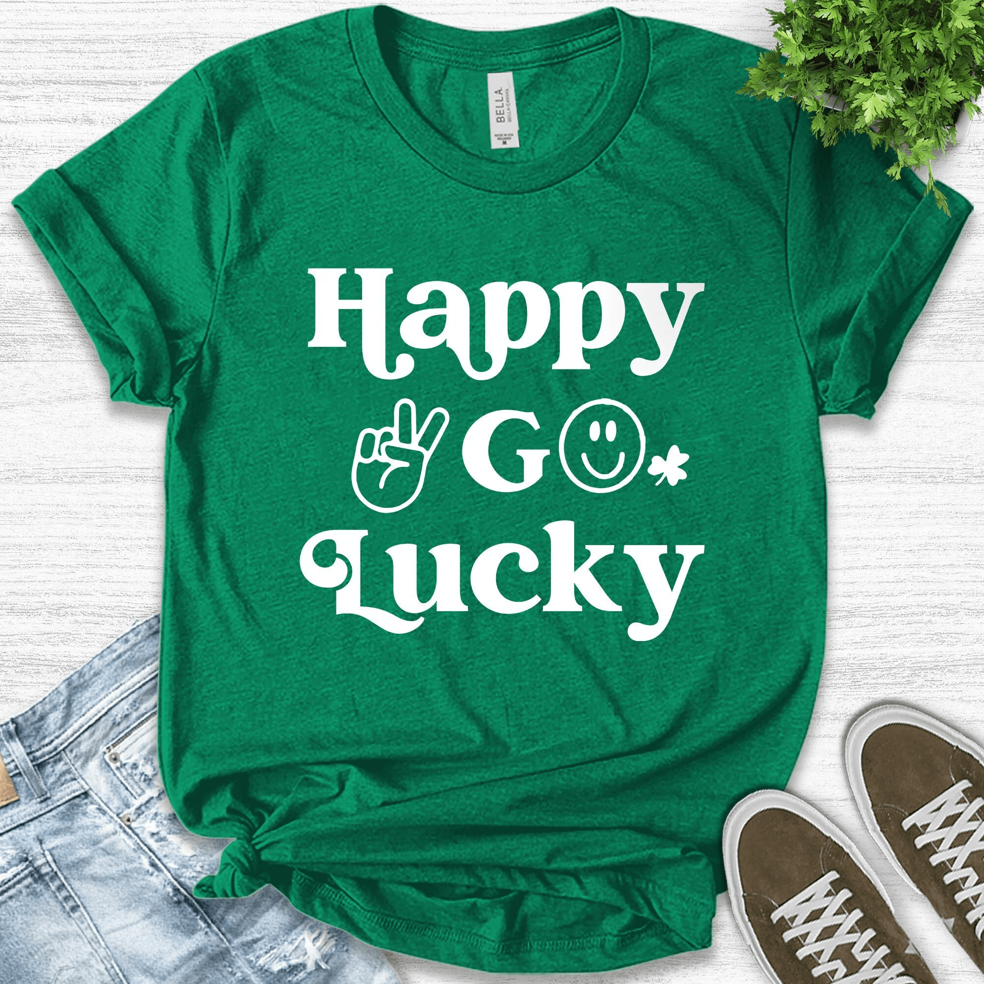 Retro St Patrick’S Day Sweatshirt, Happy Go Lucky Sweat, Funny St Patricks Day, Saint Patricks Day Gift B-16012334 Unisex Cotton Tshirt