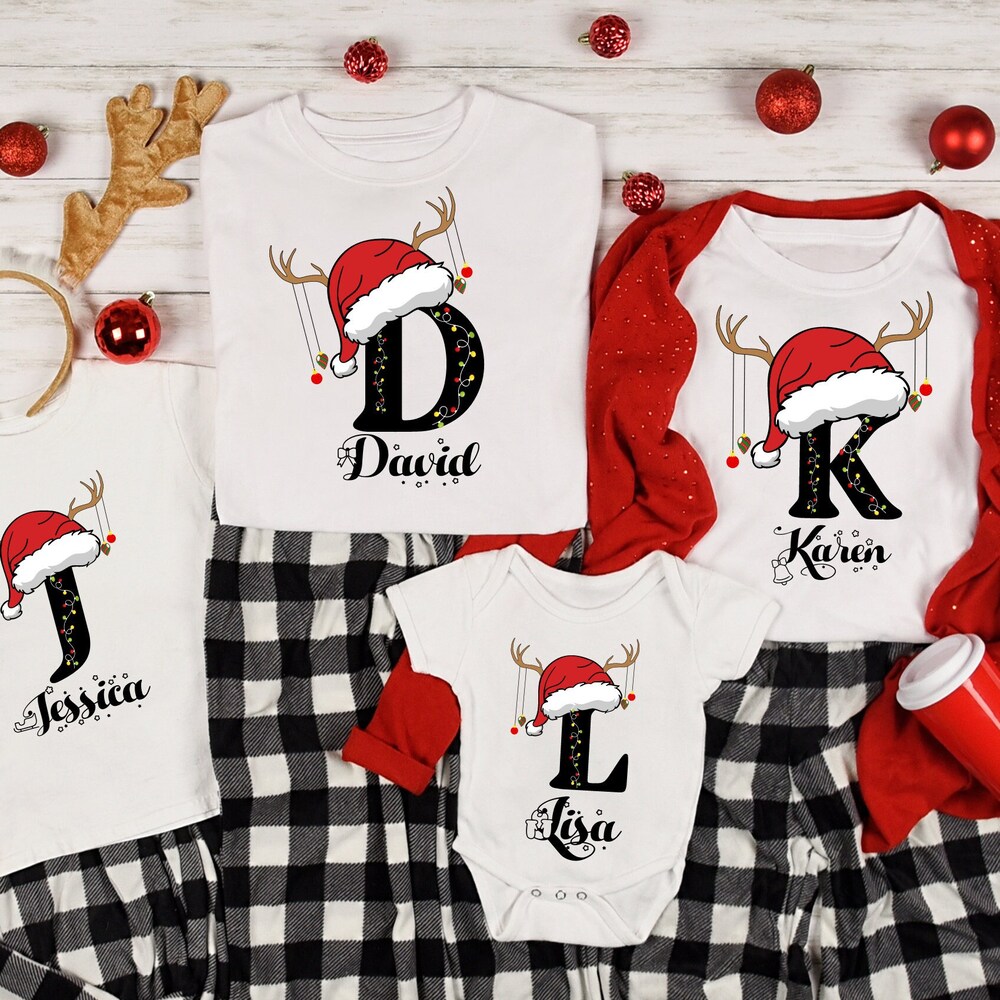 Family Christmas Name Shirt, Monogrammed Family Christmas Shirt, Personalized Christmas Family T-Shirt, Custom Christmas Shirt With Name, Christmas Gift 2024