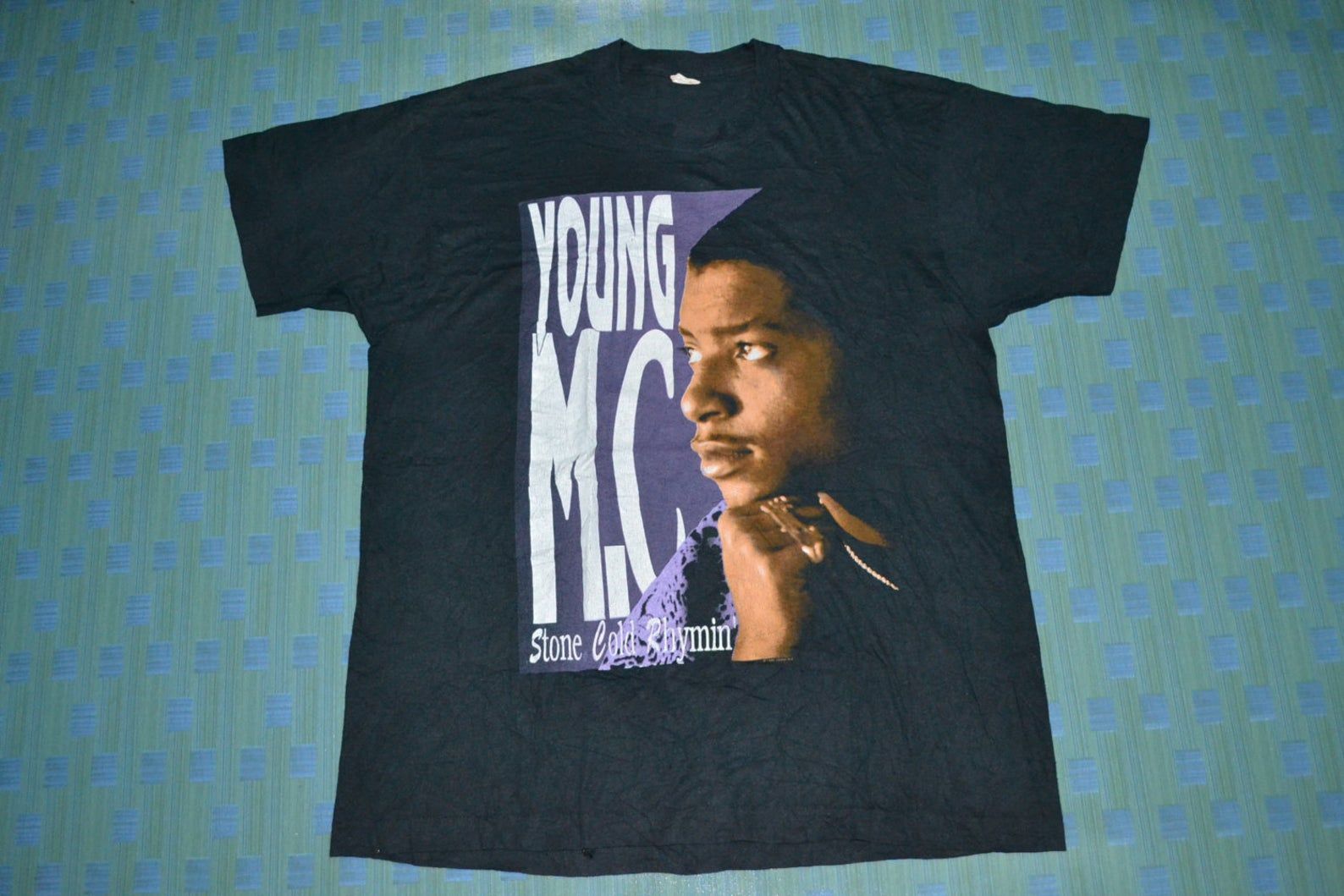 Vintage 1990 Mc Stone Cold Rhymin Hip Hop Tour Concert Promo Album Very Rare T-Shirt