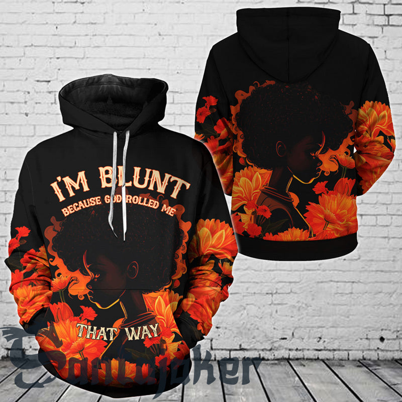 Orange Floral God Rolled Black Girl That Way Hoodie & Zip Hoodie