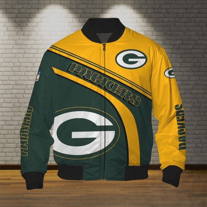 Green Bay Packers Yellow Green Big Logo Version Unisex Bomber Jacket