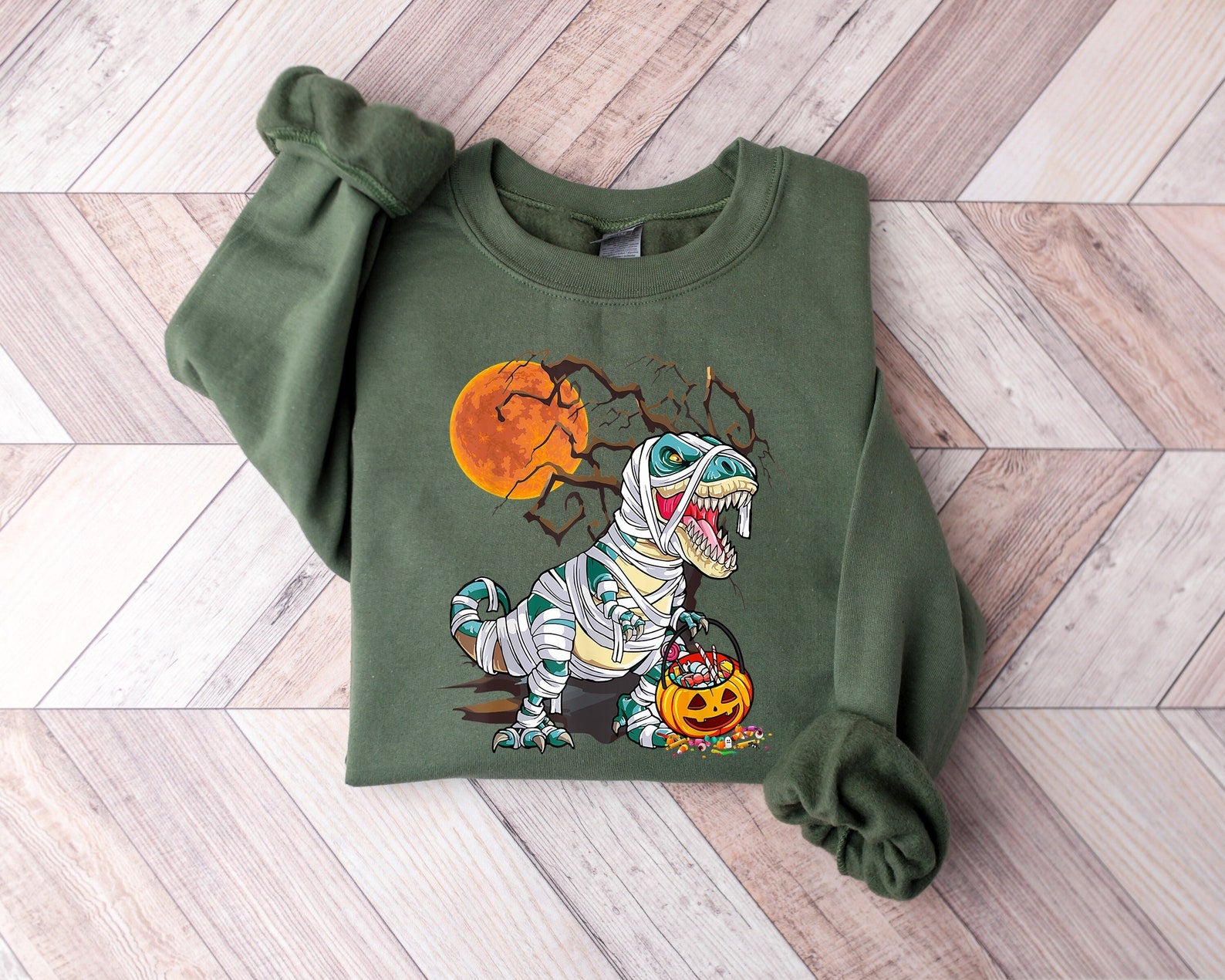 Halloween Dinosaur Sweatshirt Halloween 2D Crewneck Sweatshirt All Over Print Sweatshirt For Women Sweatshirt For Men Sws3832