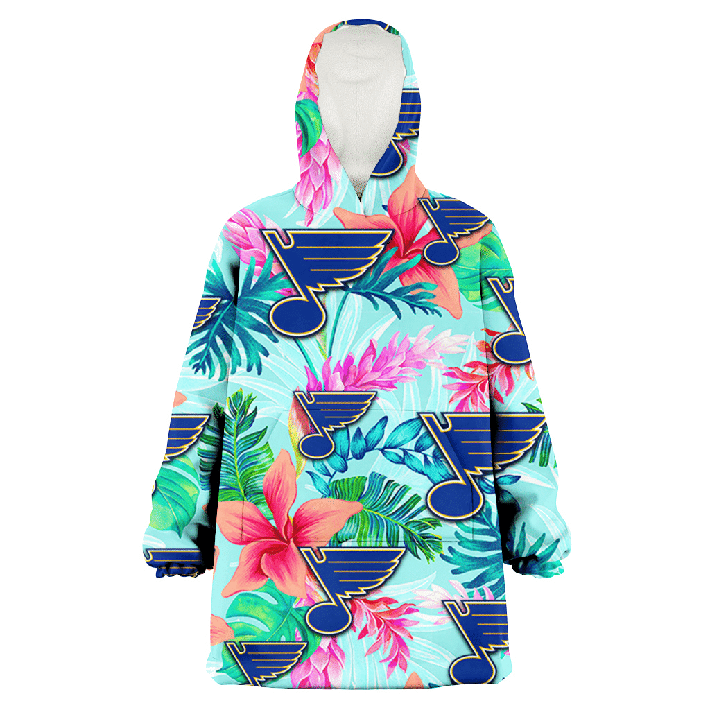 St. Louis Blues Coral Porcelain Flower Violet Orchid Light Blue Background 3D Printed Hoodie Blanket Snug Hoodie