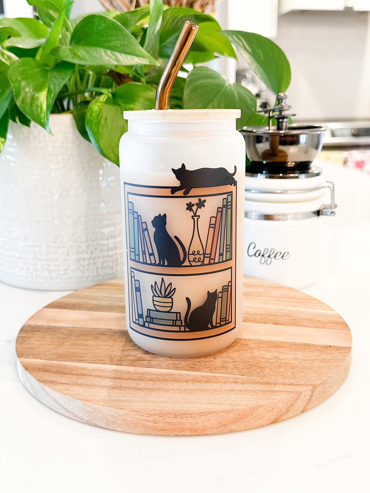 Cats on Bookshelf Glass Tumbler, 16 … fashionstation