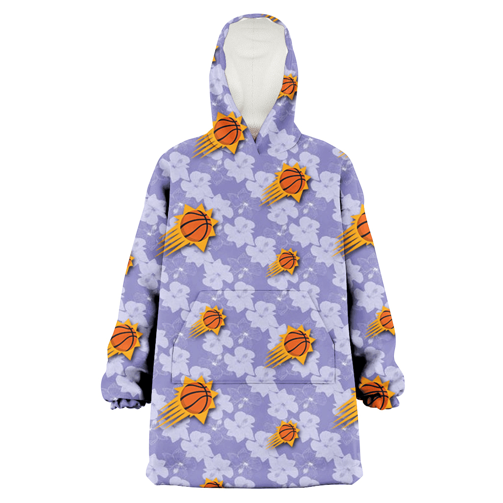 Phoenix Suns Light Purple Hibiscus Pattern Stripe Powder Purple 3D Printed Hoodie Blanket Snug Hoodie