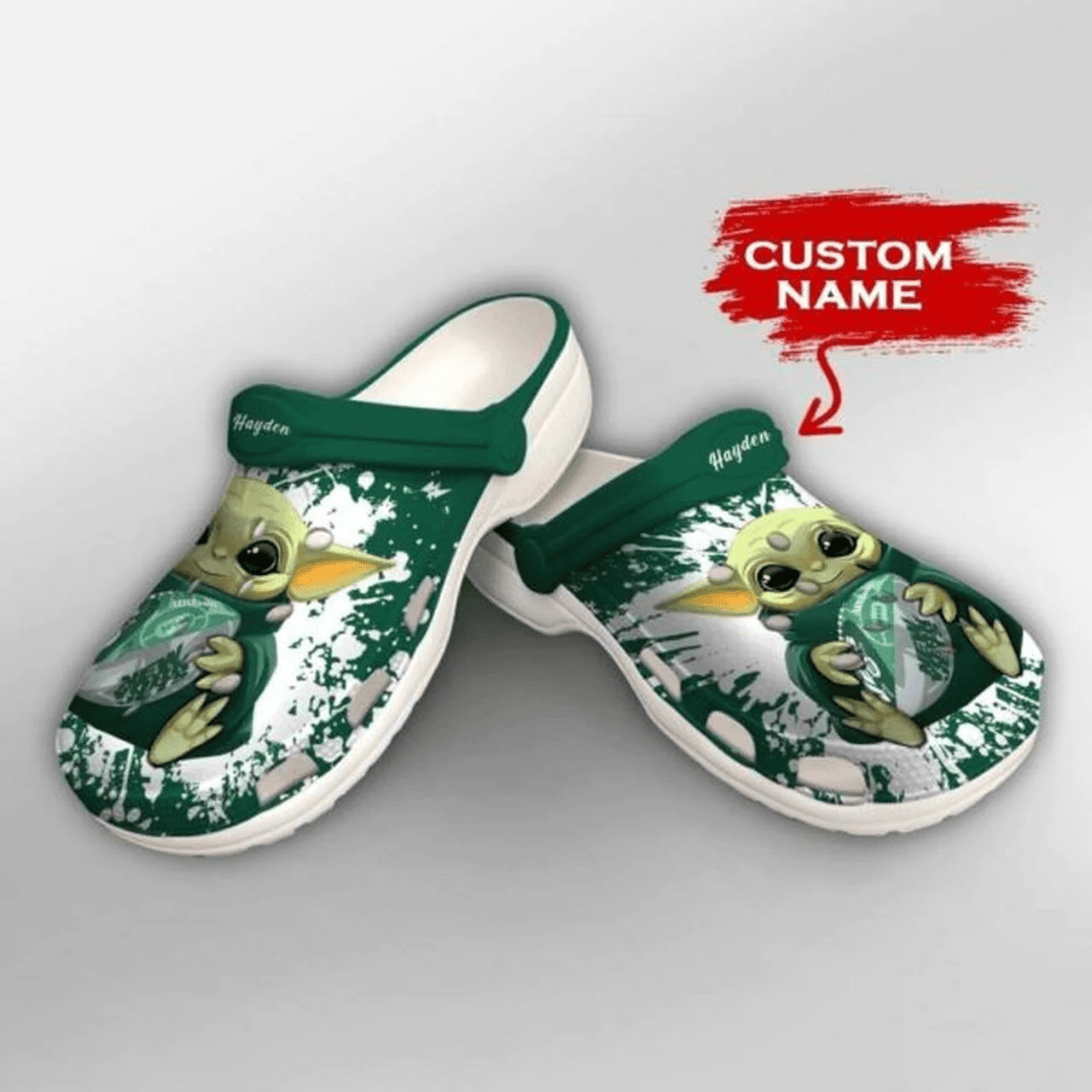 New York Jets Baby Yoda Custom Name Crocss Clog Comfortable Shoes Ver204