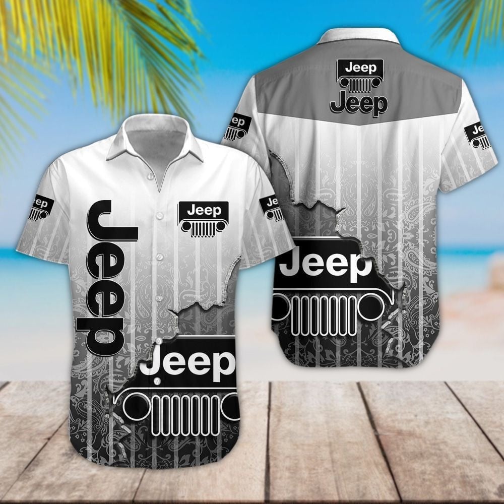 Jeep Logo Half Broken Wall Effect Cool Design 3D Hawaiian Shirt