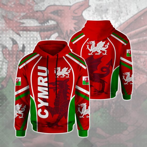 Red Dragon Cymru Emblem Sport Hoodie &hellip;