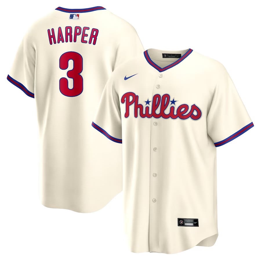 Bryce Harper Philadelphia Phillies Cream Jersey – All Stitched