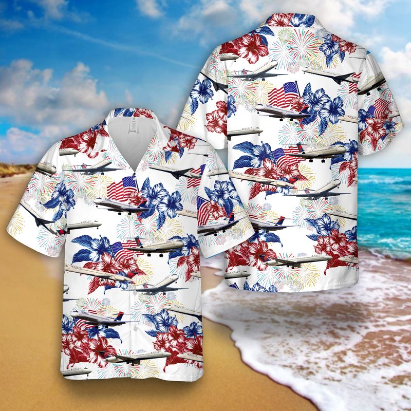 Delta Airlines Md-88 4Th Of July Hawaiian Shirt