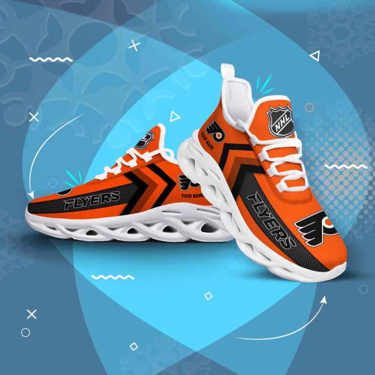 Philadelphia Flyers Custom Name Number Orange Black Max Soul Shoes Ver 01