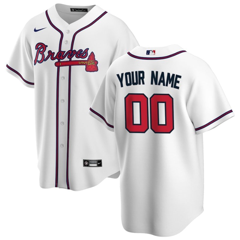 Atlanta Braves Team Home Custom Jersey Unisex White