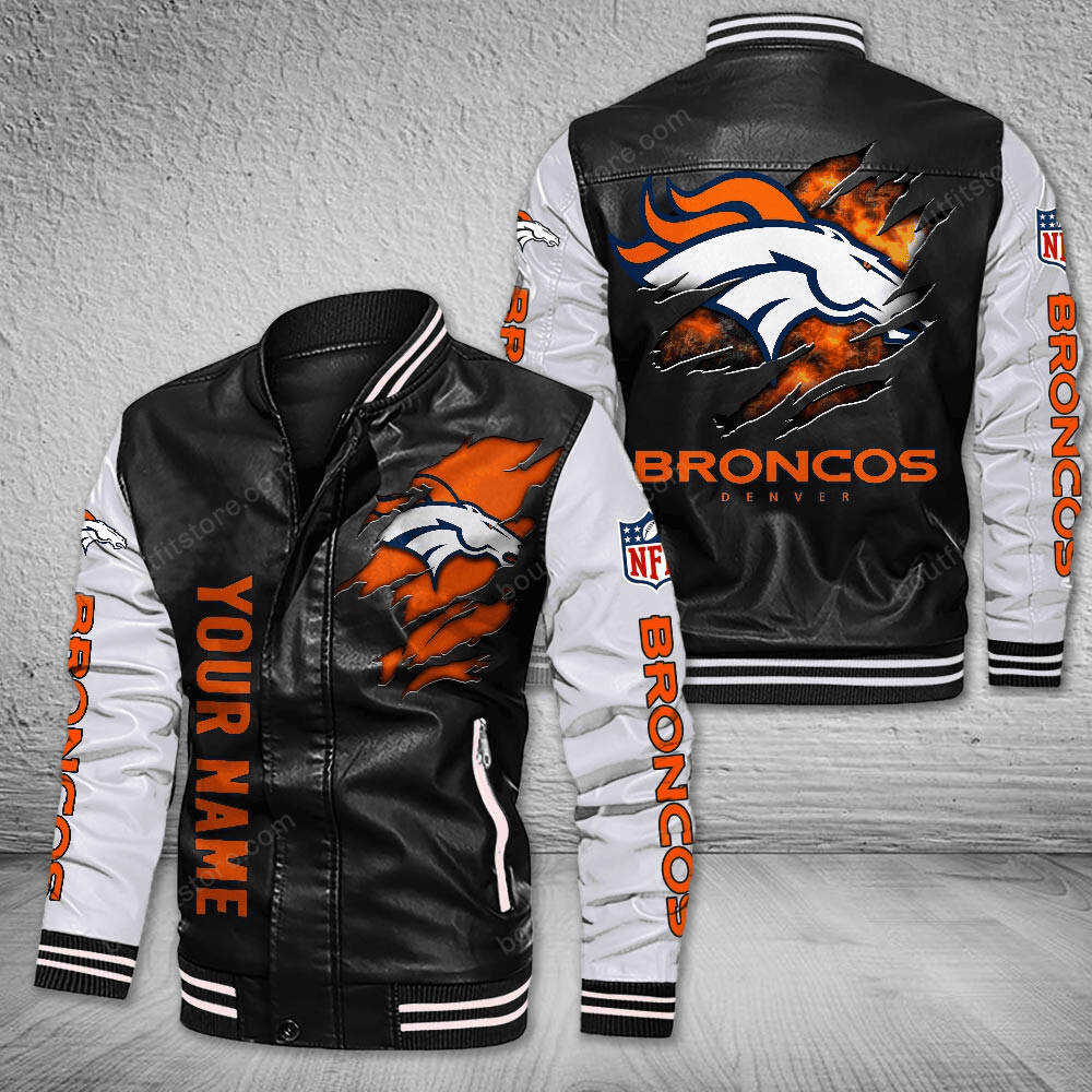 Denver Broncos Leather Varsity Jacket