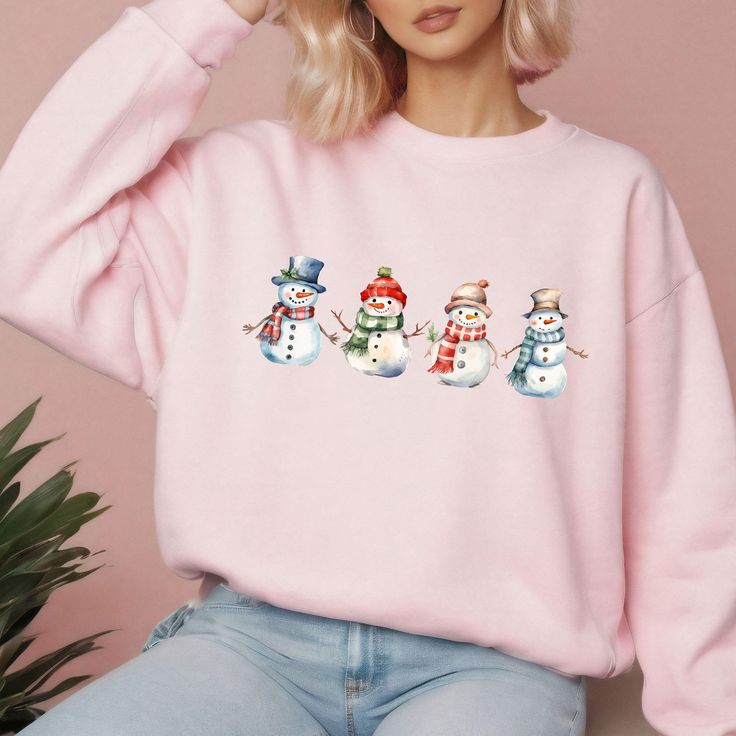Merry Snowman Sweatshirt, Vintage Ch …