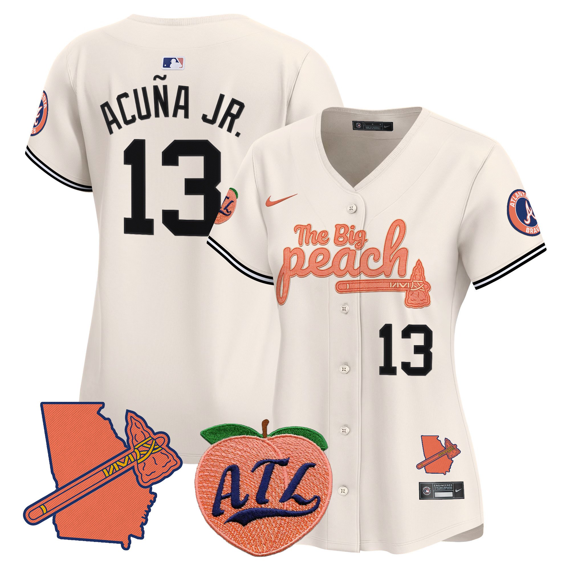 Women’S Atlanta Braves The Big Peach Vapor Premier Limited Jersey V2 – All Stitched