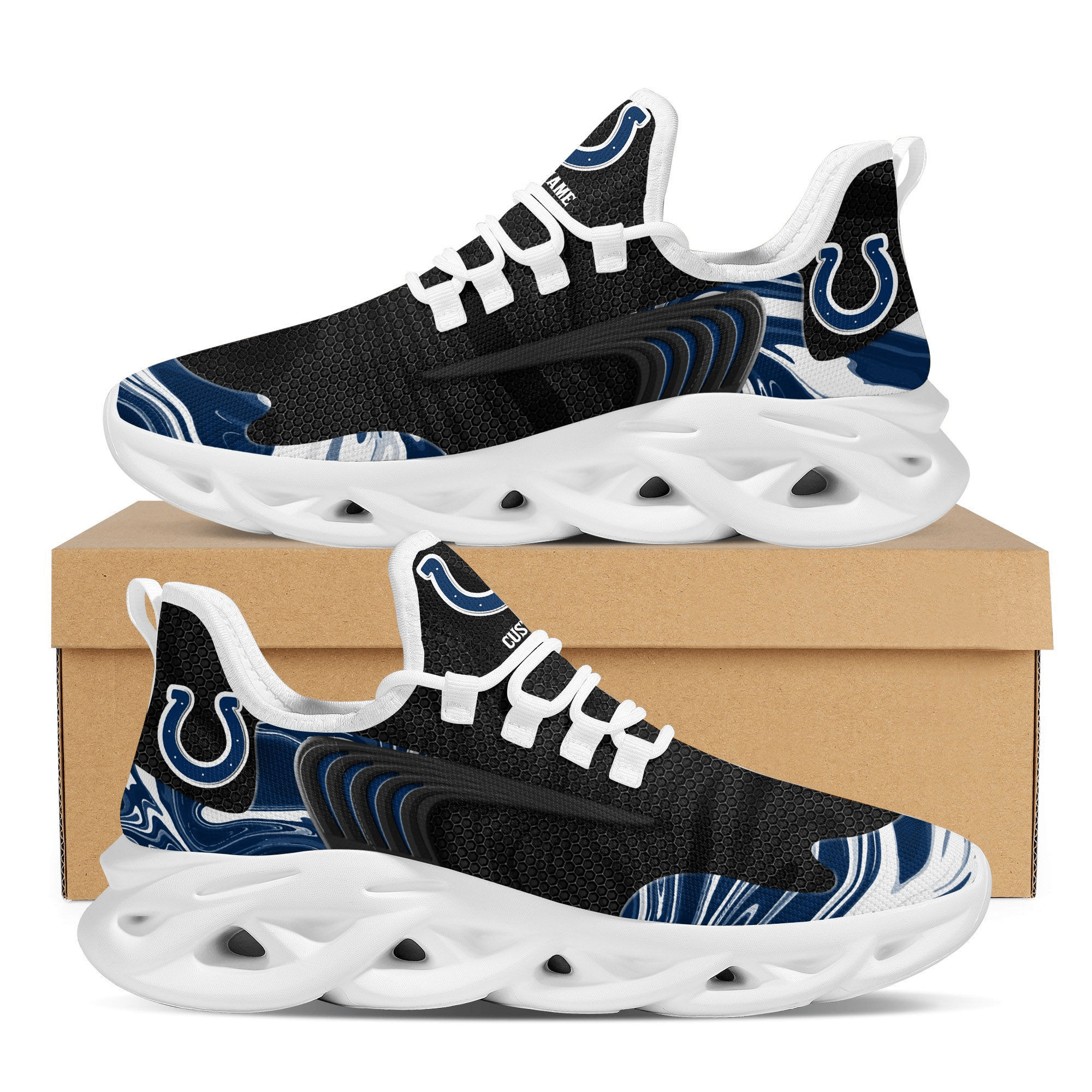 Indianapolis Colts Team Custom Personalized With Name Max Soul Sneakers Running Sports Shoes For Men Women Adults Football MS9139